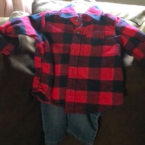 Carters 3 month flannel and jean outfit